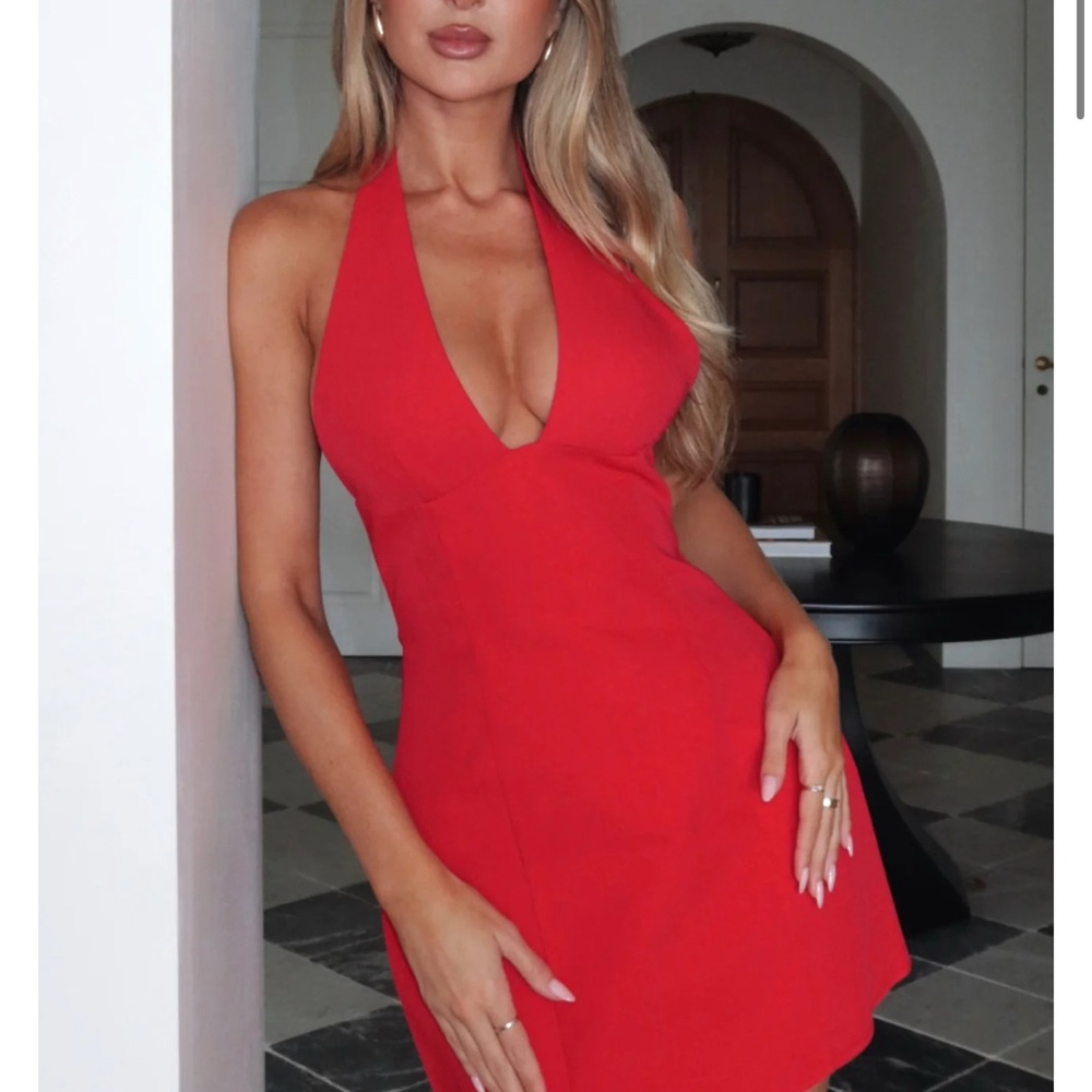 Elegant Red Halter Dress